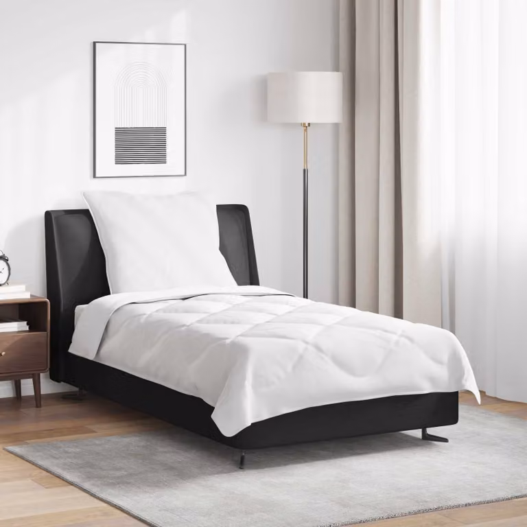 Set di copripiuma vidaXL per tutte le stagioni in microfibra bianca con 2 cuscini, L: 155 cm x P: 220 cm