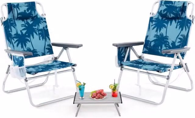 Set di sedie da giardino pieghevoli con tavolino laterale Design Mania, colore blu scuro