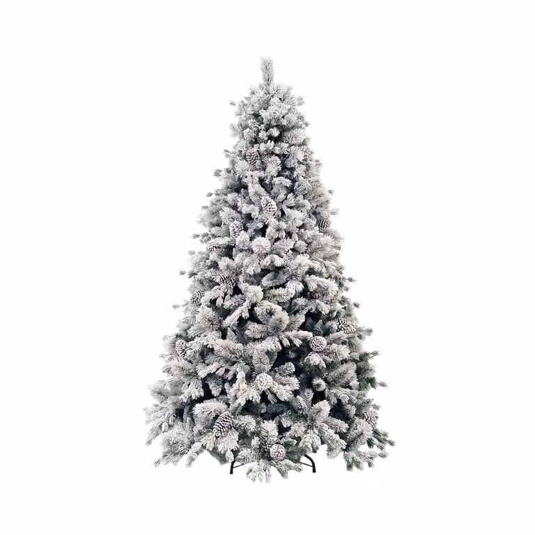 Albero di Natale Artificiale Innevato Monte Pamir VESTIAMO CASA, Colore Bianco e Verde, Altezza: 180 cm, Diametro alla base: 129 cm