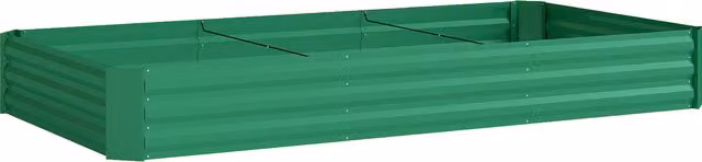 Fioriera da esterno Outsunny per orto rialzato in acciaio zincato con bordo di sicurezza e fondo aperto, colore verde, L: 240 cm, P: 120 cm, H: 30 cm
