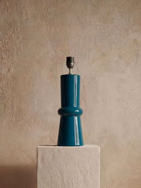 Base ad anello per lampada in ceramica blu Kenay Home