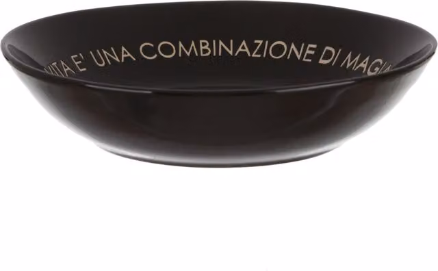 Piatto fondo Kasanova in stoneware nero con scritta, Diametro: 20 cm