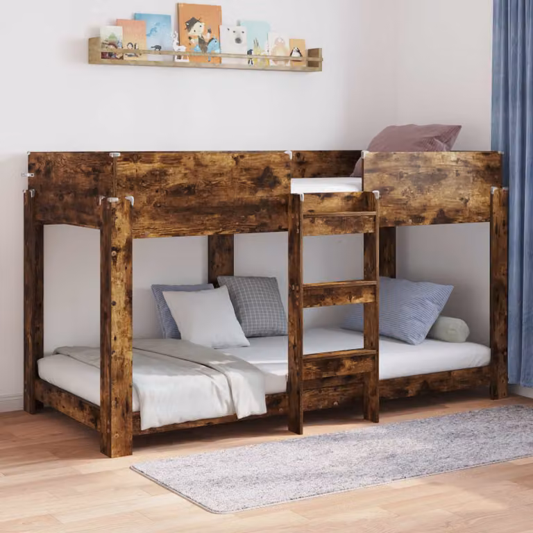 Letto a Castello per Bambini vidaXL in Legno Rovere Marrone 90 x 200 cm