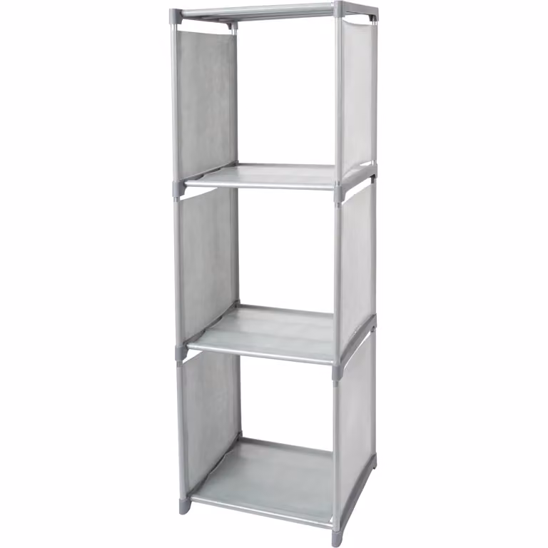Scaffale Multiuso VESTIAMO CASA con 3 scomparti in metallo e plastica, colore grigio, H 110 cm x L 36 cm x P 30 cm