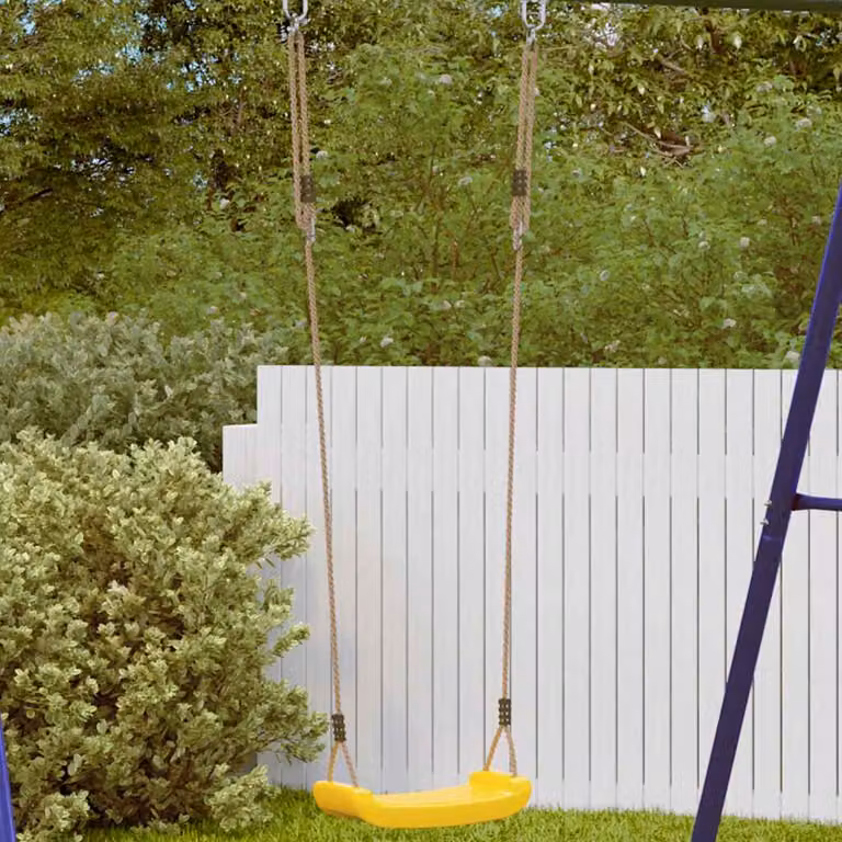 vidaXL Seggiolino Altalena per Bambini Singolo in Plastica Giallo con Corda Regolabile e Protezione UV