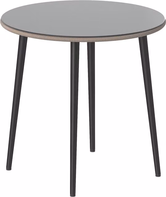 Outsunny Tavolo da buffet da giardino in acciaio e rattan con piano in vetro, Grigio, L 80 x P 80 x H 74 cm