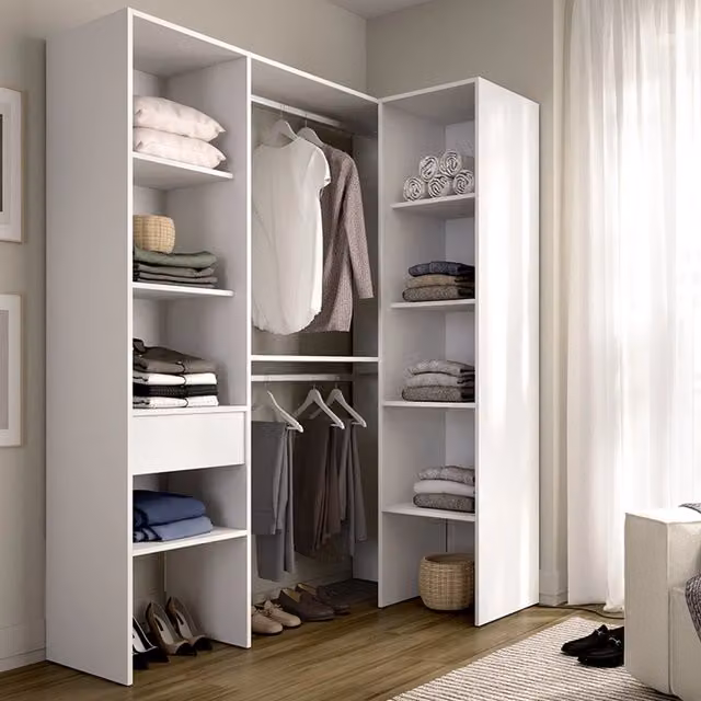 Armadio da camera da letto Calist DMORA con ante scorrevoli, bianco opaco, L: 79 cm, H: 185 cm