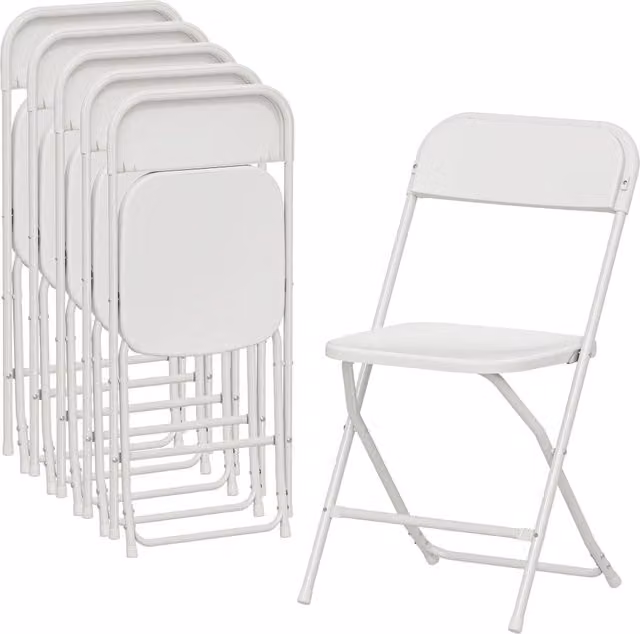 Set di 6 sedie pieghevoli impilabili Minimal in plastica e metallo, bianco, L/P/H: 45 x 49 x 79.5 cm