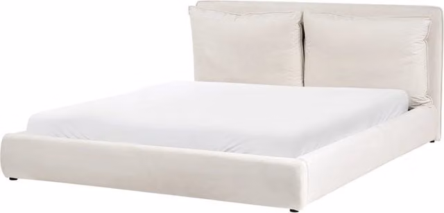 Letto matrimoniale ad acqua BELIANI in tessuto bouclé beige L: 180 cm, P: 200 cm