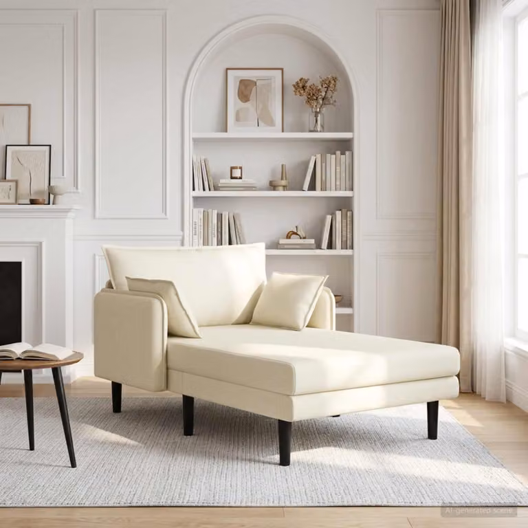 Chaise longue oversize vidaXL in velluto a coste beige con cuscini inclusi L: 173 cm, P: 114 cm, H: 86 cm