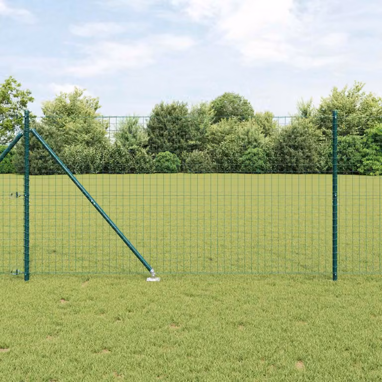 Set di 26 pali per recinzione vidaXL con picchetto a terra in acciaio zincato e plastica, Verde o Grigio, L/P/H: 3,2 x 3,2 x 205 cm