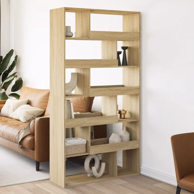 Libreria vidaXL Rovere Sonoma in MDF, Colore Marrone e Beige, L 100 cm x P 33 cm x H 187,5 cm
