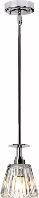 Lampada a sospensione Elstead Agatha in vetro trasparente e finitura cromata, Ø 13,6 cm, IP44