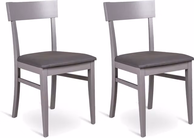 Sedia E-Stylo in legno di faggio laccato grigio scuro con seduta in similpelle imbottita L 45 cm x P 44 cm x H 82 cm