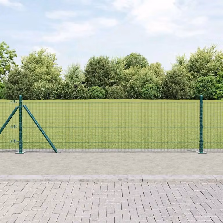 Palo della recinzione verde rotondo vidaXL in acciaio e PVC per installazione interrata L: 50 cm, H: 0,5 m