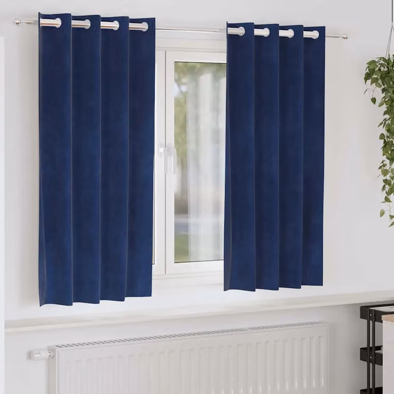 Set di 2 tende oscuranti vidaXL in velluto blu, L: 140 cm, H: 175 cm