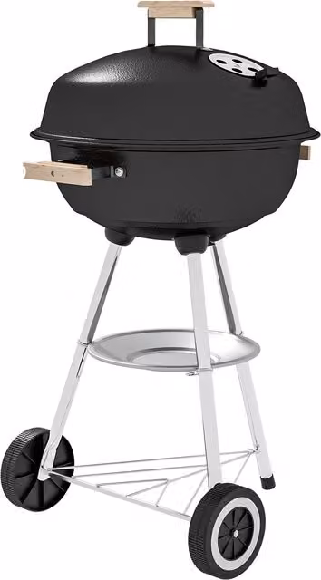 Barbecue a carbonella Outsunny con griglia in acciaio inossidabile, coperchio, prese d'aria e ruote, nero