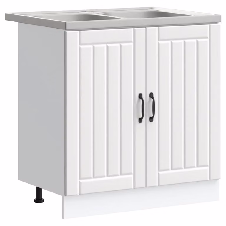Mobiletto per lavabo moderno vidaXL in MDF bianco lucido con ante a battente