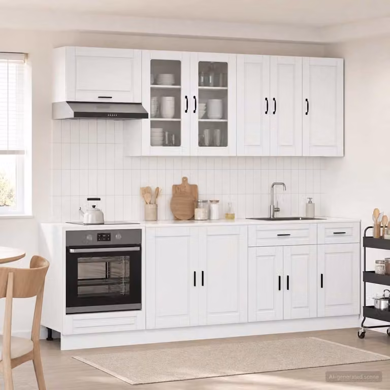 vidaXL Unità Cucina PORTO 8 Pezzi Bianco Lucido in MDF Moderno