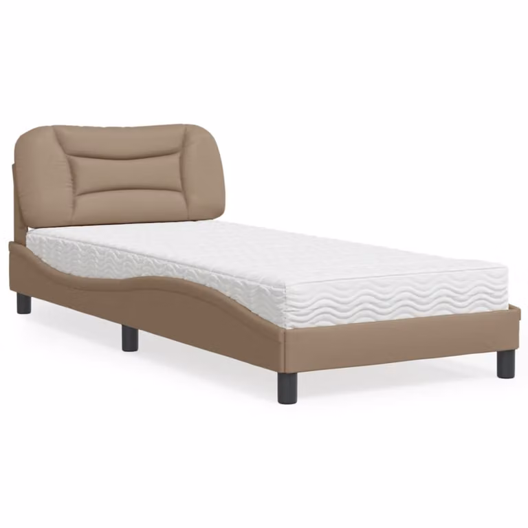 Letto con Materasso Hvar vidaXL in Similpelle Cappuccino L/P: 90 x 190 cm