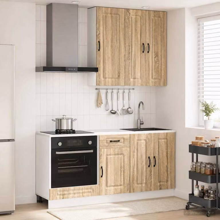 vidaXL Unità Cucina KALMAR 5 Pezzi in Legno Rovere Sonoma Marrone