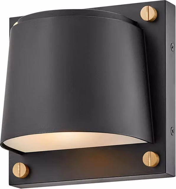 Applique esterna cilindrica Scout Hinkley nera con lampadina GU10, resistente all'acqua salata e con protezione IP44 per giardino e terrazza