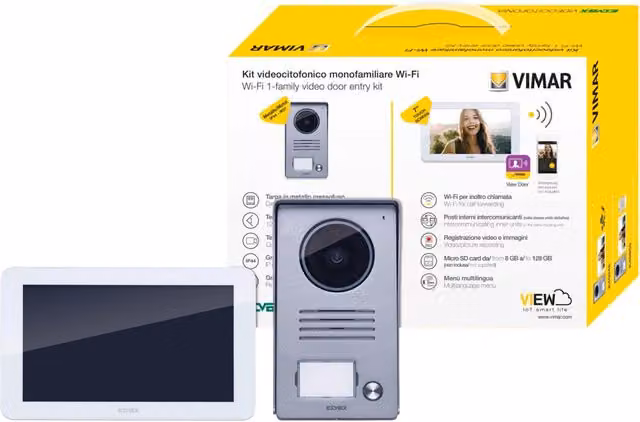 Kit Videocitofono Vimar TS WiFi con Schermo da 7 Pollici e Alimentatore Multispina Colore Argento