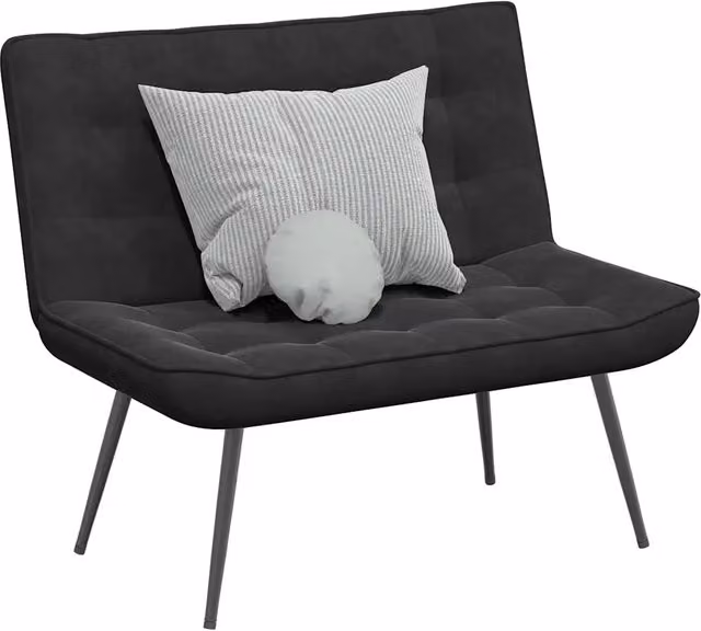 Panca moderna in velluto nero vidaXL L: 110 cm, P: 74 cm, H: 84 cm