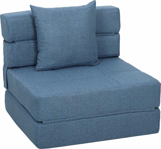 Poltrona-letto HOMCOM convertibile in divano singolo con cuscino sfoderabile in tessuto, Blu scuro, L: 70 cm, P: 70 cm, H: 61 cm