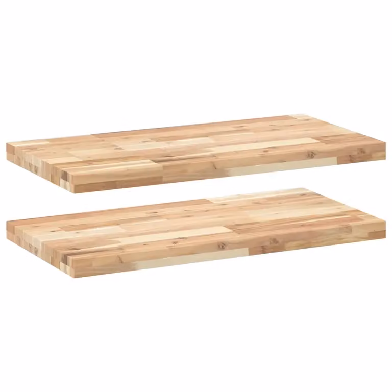 Set di 2 mensole da parete vidaXL in legno di acacia non trattato, colore marrone, L 100 x P 40 x H 4 cm