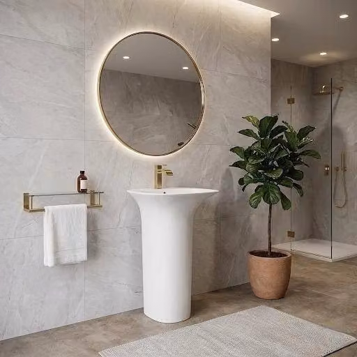 Lavabo freestanding Sensation in ceramica bianco con foro rubinetto Rak Ceramics