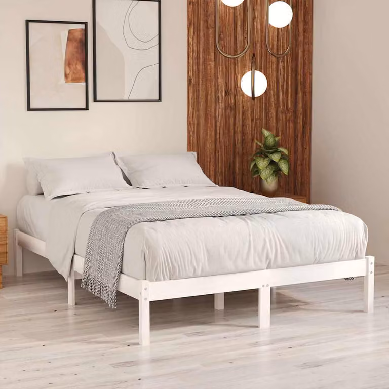 vidaXL Giroletto in Legno Massello di Pino Bianco Laccato 140x200 cm