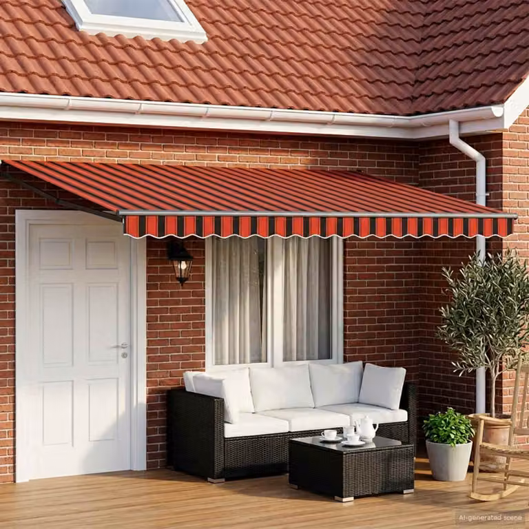 Tettuccio elettrico retrattile vidaXL in alluminio e poliestere, colori arancione e marrone, L: 4 m x P: 3 m