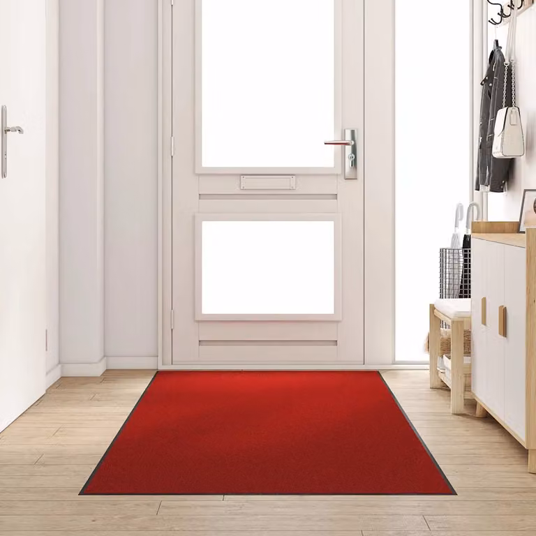 Tappetino vidaXL moderno rosso e nero, rettangolare, lavabile in lavatrice, L: 120 cm x P: 250 cm, in poliammide e PVC