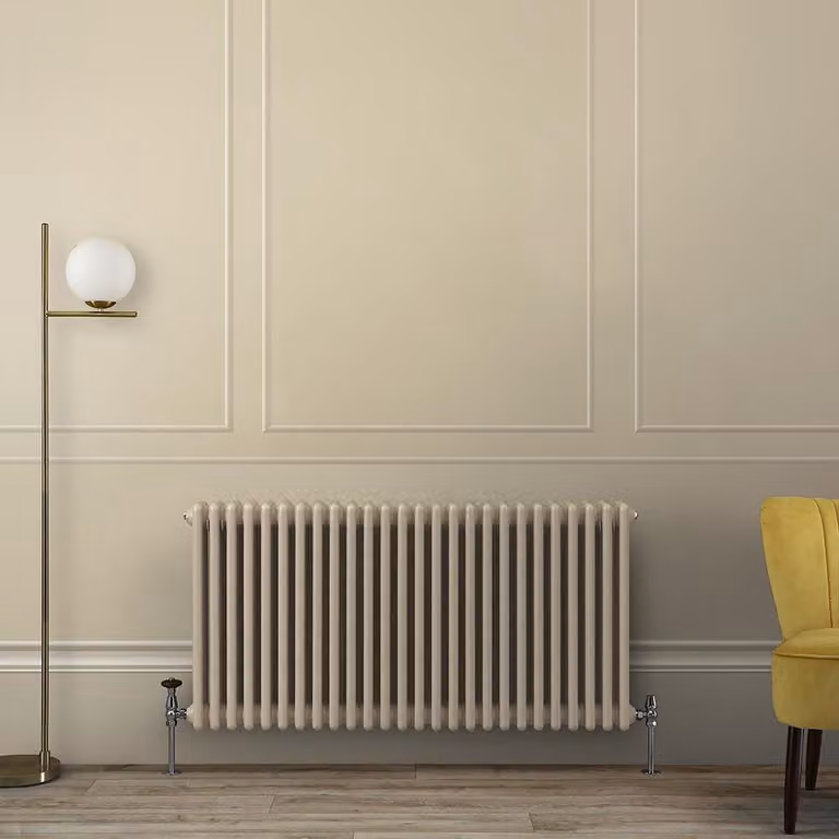 Radiatore orizzontale a colonne Regent in acciaio, colore marrone/beige, L: 119 cm, H: 60 cm