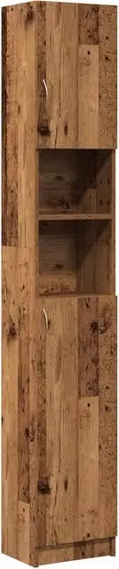 Mobiletto da bagno sospeso in legno composito stile rustico color marrone HELLOSHOP26 L/P/H: 32 x 25,5 x 190 cm