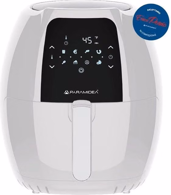 Pyramidea AF812W Friggitrice ad aria da 8 L, 1800 W, con display digitale e 8 programmi, colore bianco