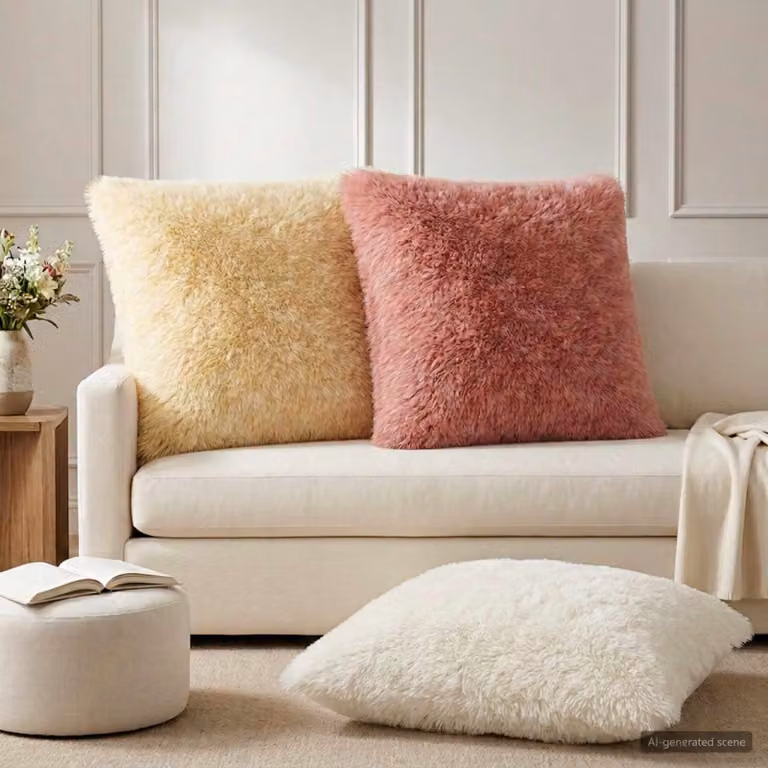 Set di 2 federe vidaXL HEERLEN in pile rosa e bianco, L 65 cm x P 65 cm