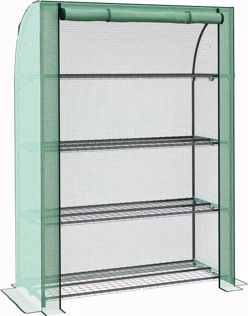 Mini Serra da Giardino Outsunny a 4 Livelli con Telo PE Rinforzato e Ripiani, Verde, L 120 x P 50 x H 170 cm