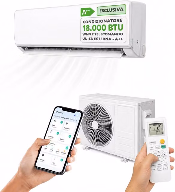 Climatizzatore Monosplit Inverter Gree con Wi-Fi e App Control, Classe Energetica A++, Colore Bianco