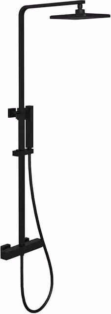 Colonna doccia rigida Parama con soffione 20x20 cm e doccetta in acciaio inox, finitura nero opaco