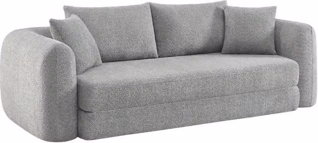 Divano letto Sweeetch a 3 posti in tessuto bouclé grigio con funzione letto e coperture rimovibili