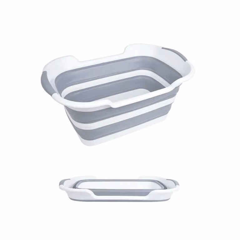 Cesta per bucato richiudibile con manici Vestiamo Casa, colore bianco, H: 7-27,5 cm, L: 40 cm, P: 27 cm