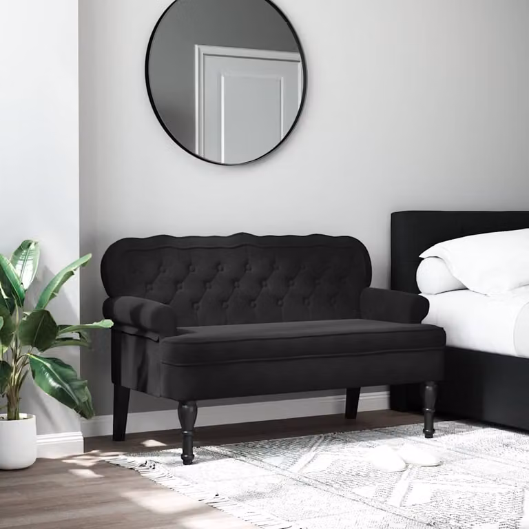 Panca con schienale vidaXL in velluto nero L: 119,5 cm, P: 64,5 cm, H: 75 cm