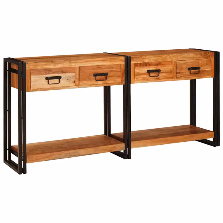 Set di 2 tavoli consolle vidaXL in legno di acacia marrone stile rustico L 161 x P 33 x H 75 cm