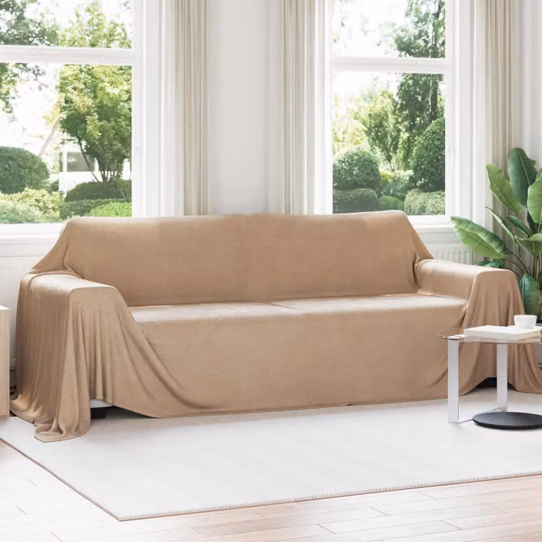 Set di 6 coperte in pile vidaXL color beige, morbide e lavabili, L: 350 cm x P: 270 cm