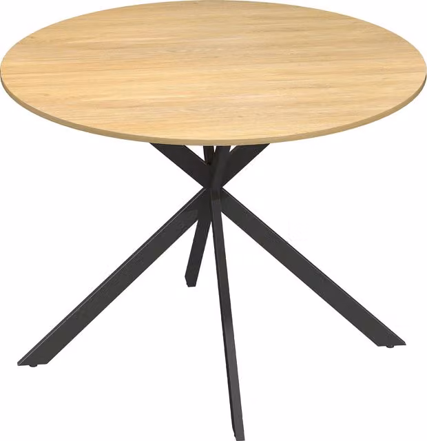 Tavolo da pranzo rotondo HOMCOM in stile industriale con gambe a croce in acciaio, colore quercia e nero, Ø 100 x H 75 cm