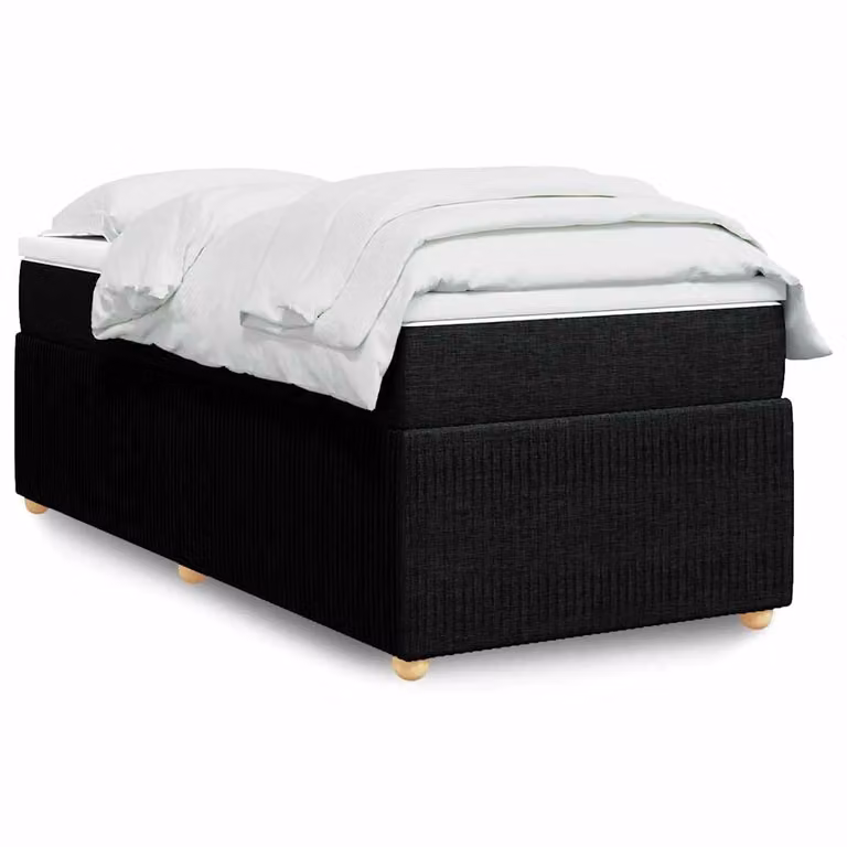 vidaXL Giroletto a Molle con Materasso Ibrido in Tessuto Nero L/P/H: 100 x 200 cm