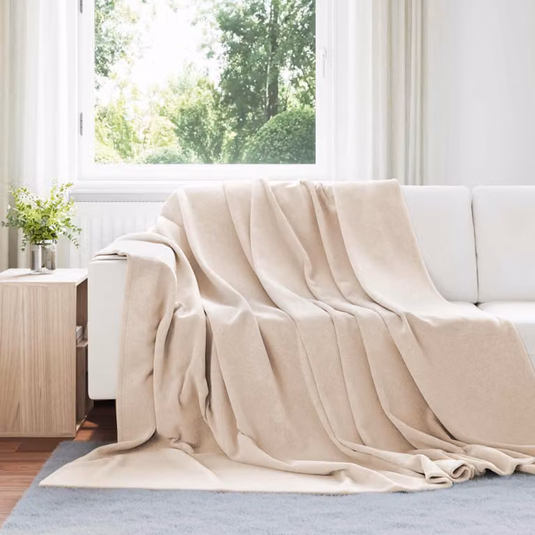 Set di 6 coperte in pile vidaXL beige per adulti, L 220 cm x P 240 cm