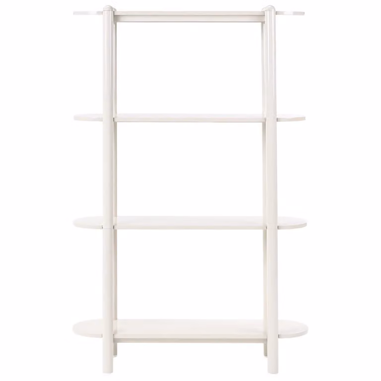 Libreria Beliani moderna con 3 ripiani in MDF e metallo, beige e bianca, L: 110 cm, H: 170 cm, P: 30 cm